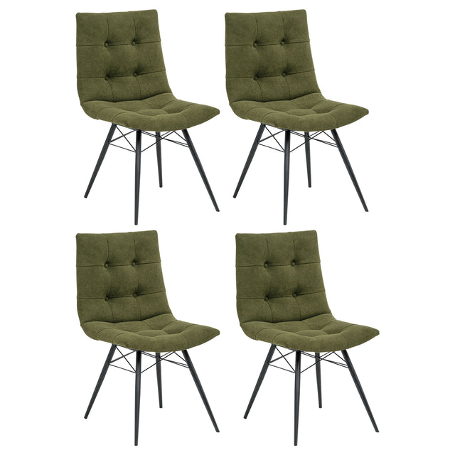 Aiken Saddle/Forest Green Fabric Upholstered Dining Side Chair (Set of 4) - Ornate Home
