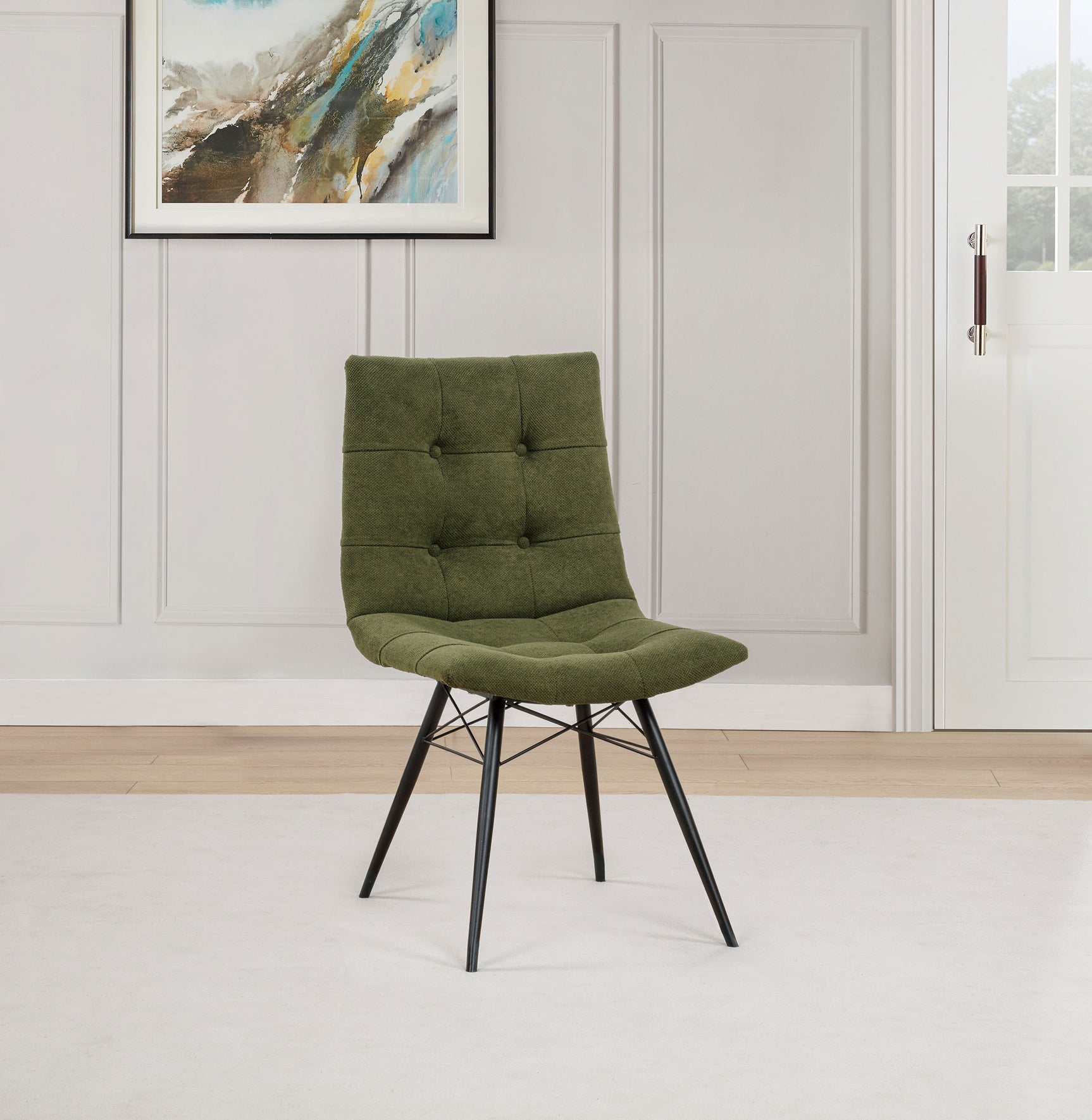 Aiken Saddle/Forest Green Fabric Upholstered Dining Side Chair (Set of 4) - Ornate Home