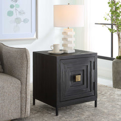 Aiken Woodtone Geometric Cabinet / End Table - Ornate Home