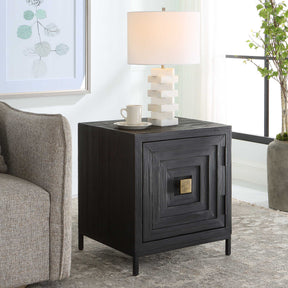 Aiken Woodtone Geometric Cabinet / End Table - Ornate Home