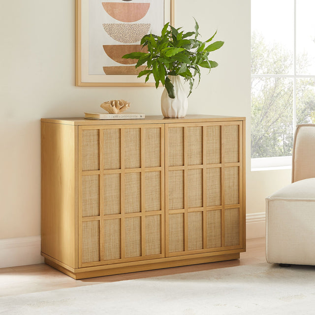 Aiko Light Oak 39 Inch Japandi Accent Cabinet - Ornate Home