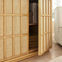 Aiko Light Oak 39 Inch Japandi Accent Cabinet - Ornate Home