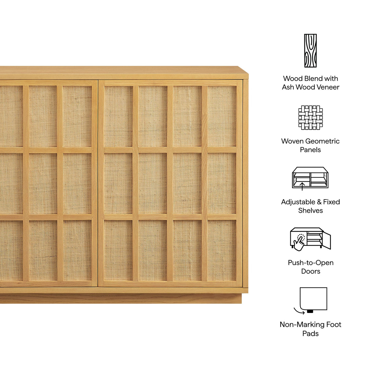 Aiko Light Oak 39 Inch Japandi Accent Cabinet - Ornate Home