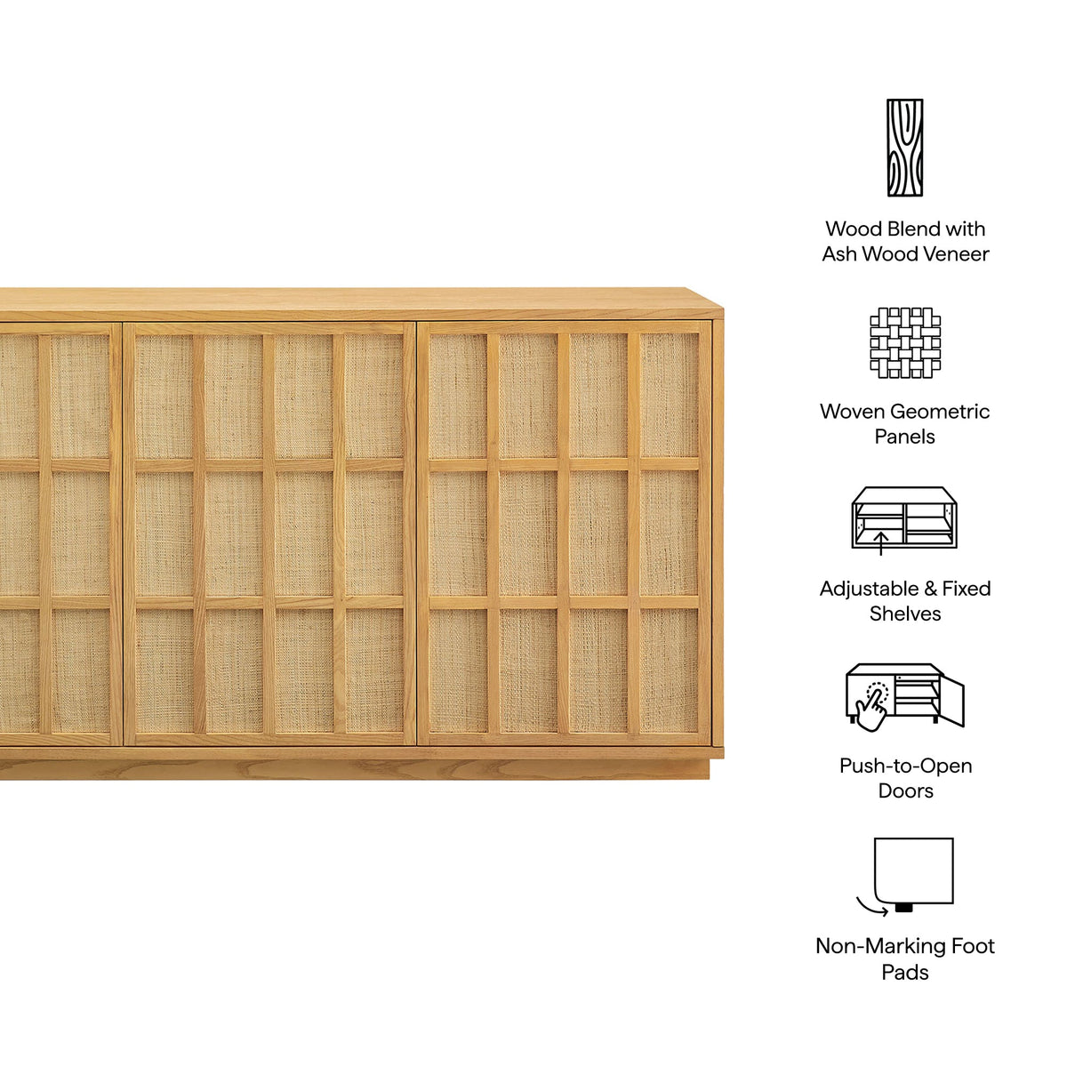 Aiko Light Oak 76 Inch Japandi Sideboard - Ornate Home