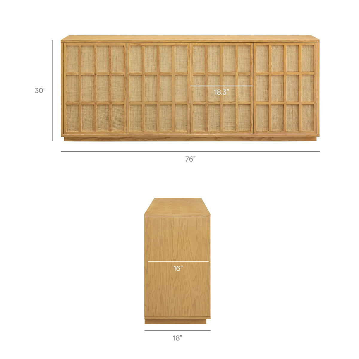 Aiko Light Oak 76 Inch Japandi Sideboard - Ornate Home