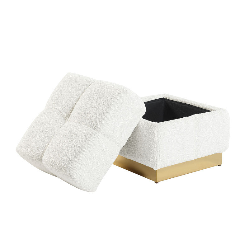Aileen Beige Storage Stool - Ornate Home