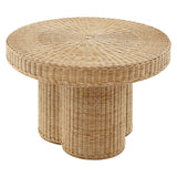 Ainsley 32 Inch Round Natural Rattan Coffee Table - Ornate Home