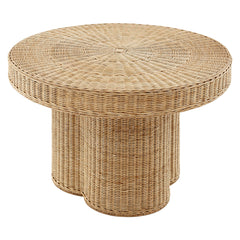 Ainsley 32 Inch Round Natural Rattan Coffee Table - Ornate Home