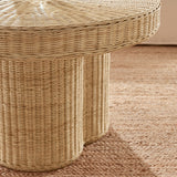 Ainsley 32 Inch Round Natural Rattan Coffee Table - Ornate Home