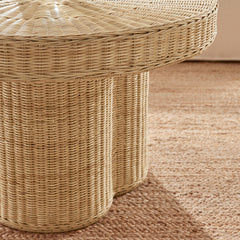 Ainsley 32 Inch Round Natural Rattan Coffee Table - Ornate Home