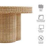 Ainsley 32 Inch Round Natural Rattan Coffee Table - Ornate Home