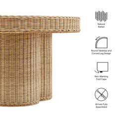 Ainsley 32 Inch Round Natural Rattan Coffee Table - Ornate Home