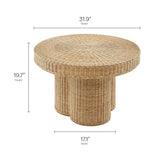 Ainsley 32 Inch Round Natural Rattan Coffee Table - Ornate Home