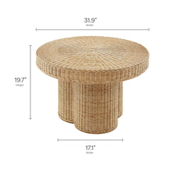 Ainsley 32 Inch Round Natural Rattan Coffee Table - Ornate Home