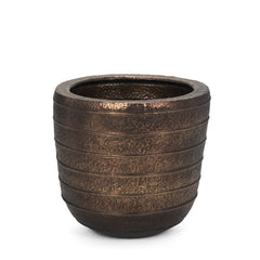 Aivana Antiqued Gold Large Metal Floor Vase