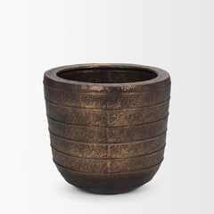 Aivana Antiqued Gold Large Metal Floor Vase