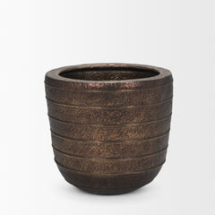 Aivana Antiqued Gold Large Metal Floor Vase