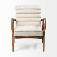 Ajax Cream/Brown Fabric Accent Chair - Ornate Home