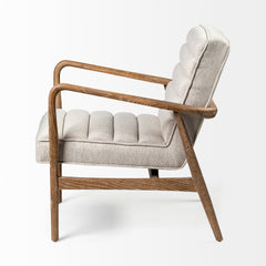 Ajax Cream/Brown Fabric Accent Chair - Ornate Home