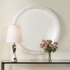 Akiko White Round Mirror - Ornate Home