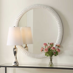 Akiko White Round Mirror - Ornate Home
