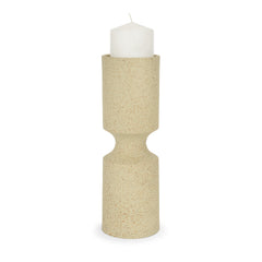 Akira Beige Large Textured Metal Pillar Candle Holder
