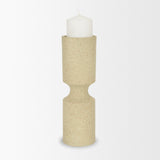 Akira Beige Large Textured Metal Pillar Candle Holder - Ornate Home