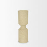 Akira Beige Large Textured Metal Pillar Candle Holder - Ornate Home