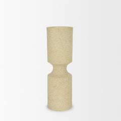 Akira Beige Large Textured Metal Pillar Candle Holder