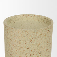 Akira Beige Large Textured Metal Pillar Candle Holder