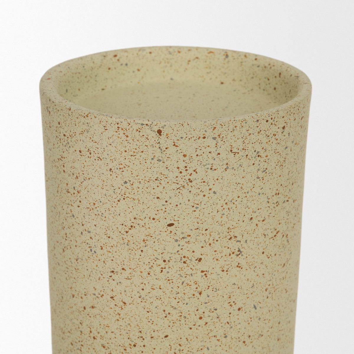 Akira Beige Large Textured Metal Pillar Candle Holder - Ornate Home