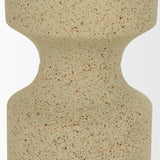 Akira Beige Large Textured Metal Pillar Candle Holder - Ornate Home