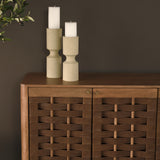 Akira Beige Large Textured Metal Pillar Candle Holder - Ornate Home
