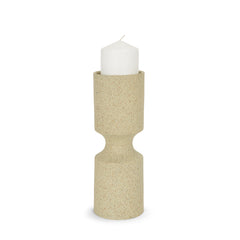 Akira Beige Small Textured Metal Pillar Candle Holder