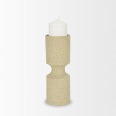 Akira Beige Small Textured Metal Pillar Candle Holder