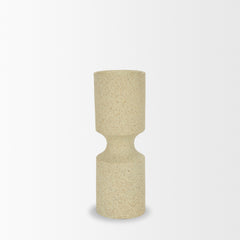 Akira Beige Small Textured Metal Pillar Candle Holder