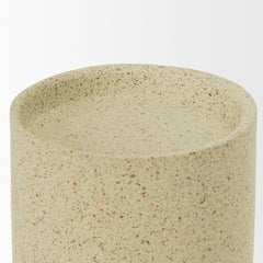 Akira Beige Small Textured Metal Pillar Candle Holder