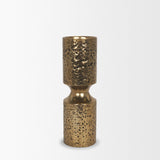Akira Gold Large Hammered Metal Pillar Candle Holder