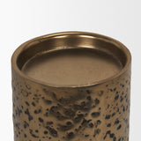 Akira Gold Large Hammered Metal Pillar Candle Holder