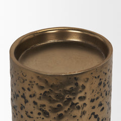 Akira Gold Large Hammered Metal Pillar Candle Holder - Ornate Home
