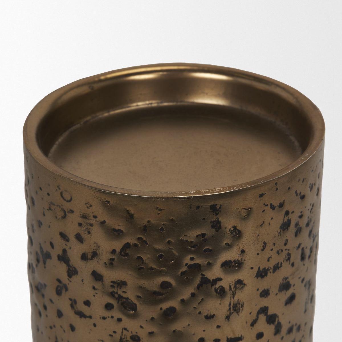 Akira Gold Large Hammered Metal Pillar Candle Holder