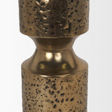 Akira Gold Large Hammered Metal Pillar Candle Holder