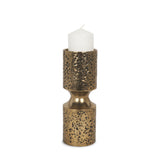 Akira Gold Small Hammered Metal Pillar Candle Holder - Ornate Home