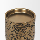 Akira Gold Small Hammered Metal Pillar Candle Holder - Ornate Home