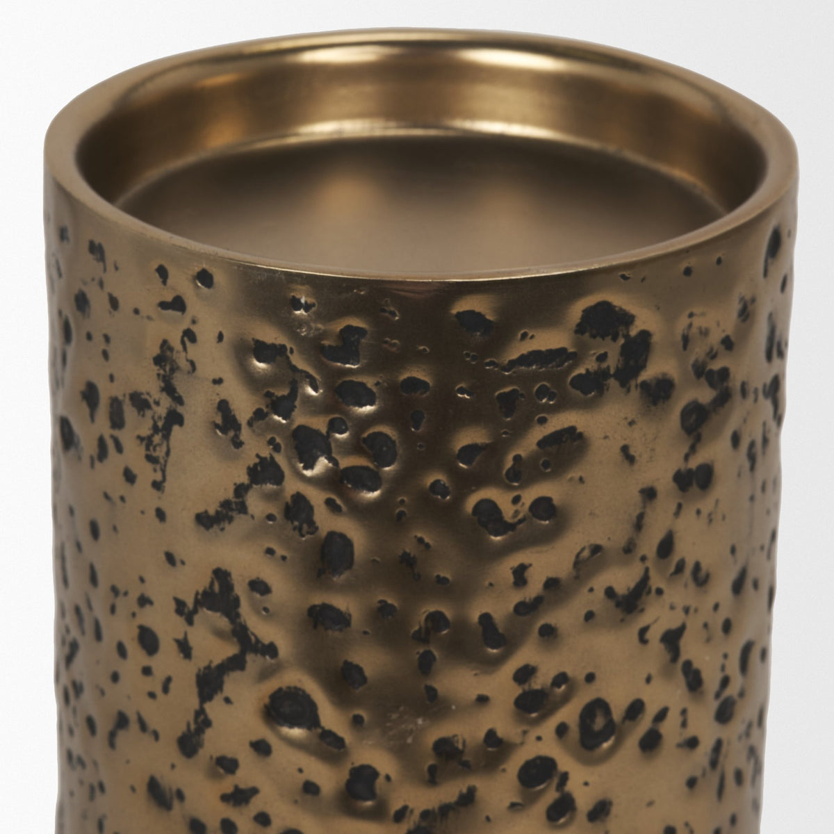 Akira Gold Small Hammered Metal Pillar Candle Holder - Ornate Home