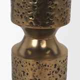 Akira Gold Small Hammered Metal Pillar Candle Holder - Ornate Home