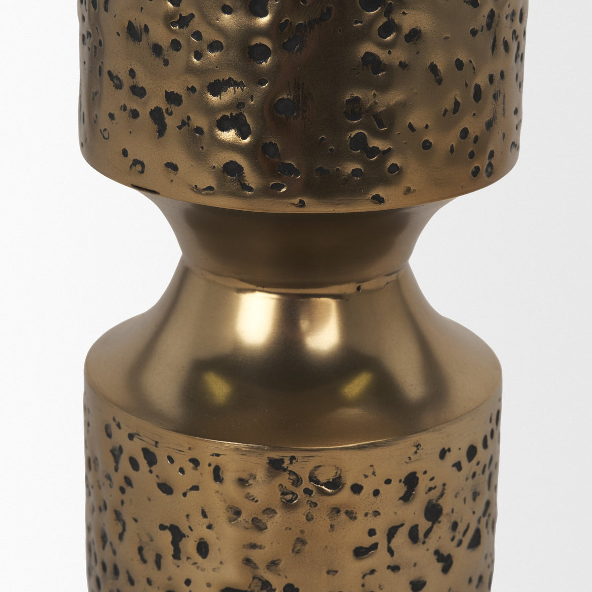 Akira Gold Small Hammered Metal Pillar Candle Holder - Ornate Home