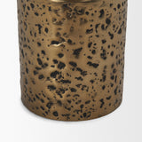 Akira Gold Small Hammered Metal Pillar Candle Holder - Ornate Home