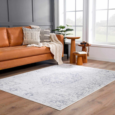 Akram Cream & Antrasit Washable Area Rug - Ornate Home