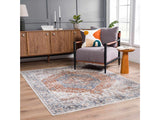 Akram Gray & Orange Washable Area Rug - Clearance - Ornate Home